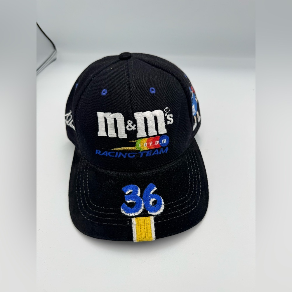 USA MINT vtg 36 Ken Schrader M&M's Racing Team Black pit cap hat Modern Headwear